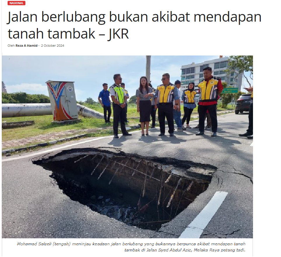 Jalan berlubang bukan akibat mendapan tanah tambak – JKR