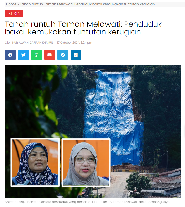 Tanah runtuh Taman Melawati: Penduduk bakal kemukakan tuntutan kerugian