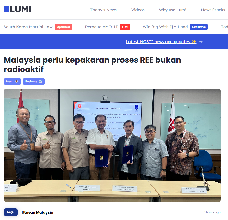 Malaysia perlu kepakaran proses REE bukan radioaktif