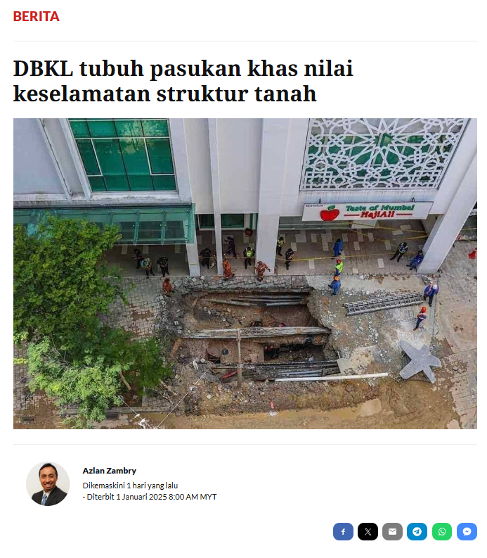 DBKL tubuh pasukan khas nilai keselamatan struktur tanah