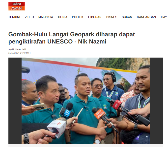 Gombak-Hulu Langat Geopark diharap dapat pengiktirafan UNESCO - Nik Nazmi