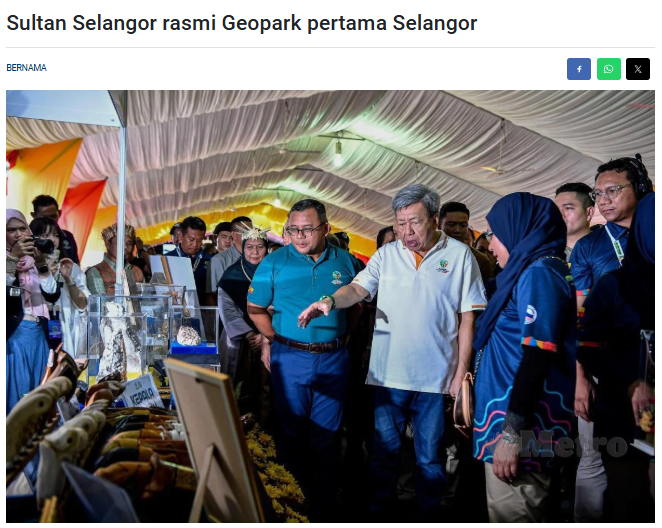 Sultan Selangor rasmi Geopark pertama Selangor