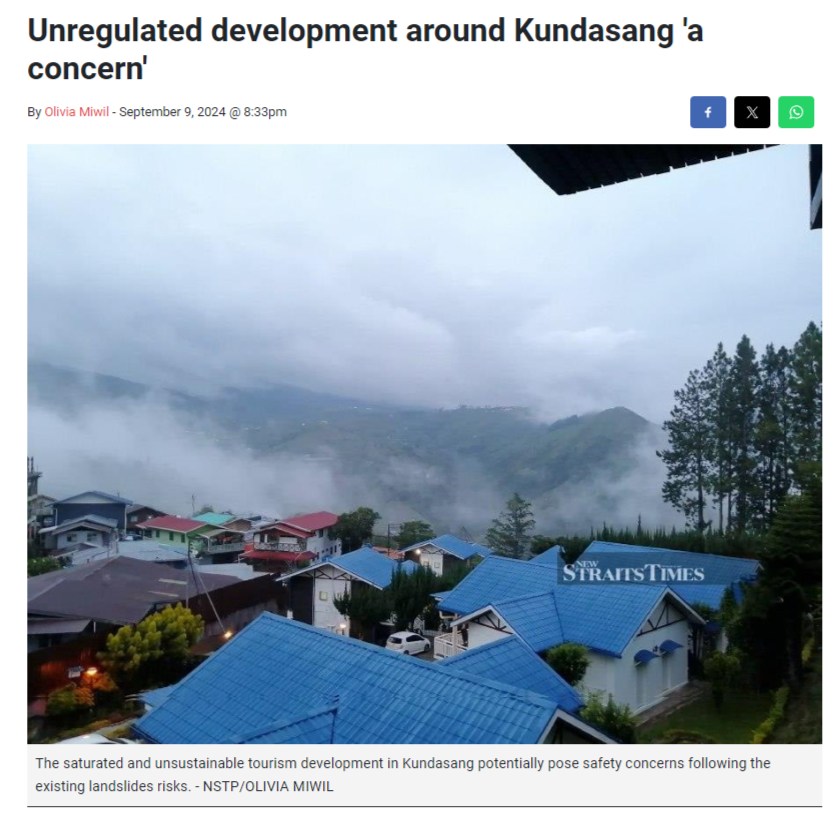 Unregulated development around Kundasang 'a concern'