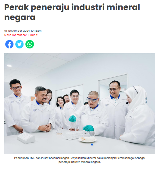 Perak peneraju industri mineral negara