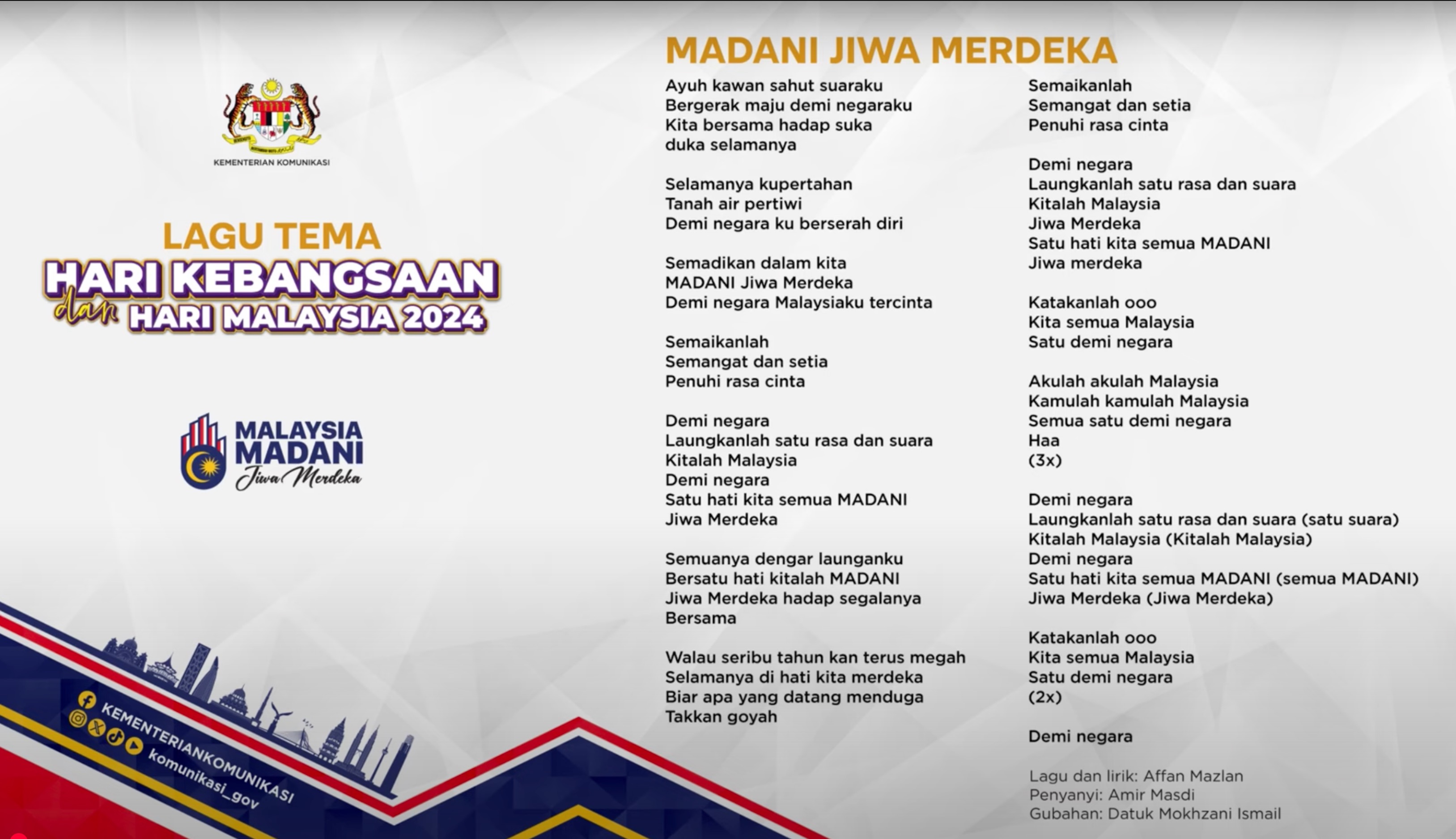 Lagu Tema Malaysia MADANI: Rakyat Disantuni